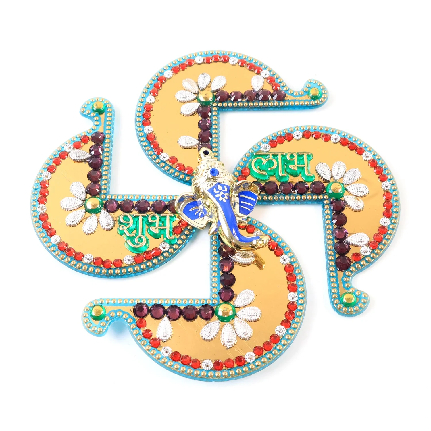 Golden Swastik Shubh Labh Wall Hanging with Ganesh Idol (1 Pc) - Image 5