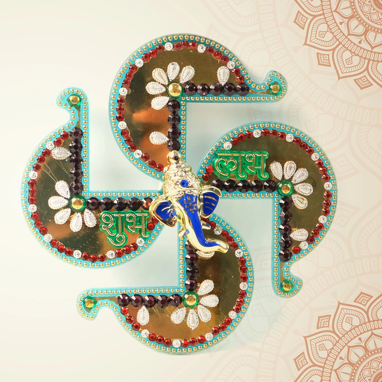 Golden Swastik Shubh Labh Wall Hanging with Ganesh Idol (1 Pc) - Image 6