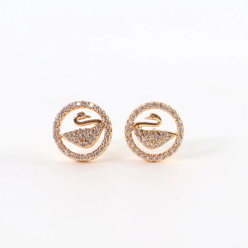 Graceful Swan Design CZ Stone Stud Earrings for Women - Image 5