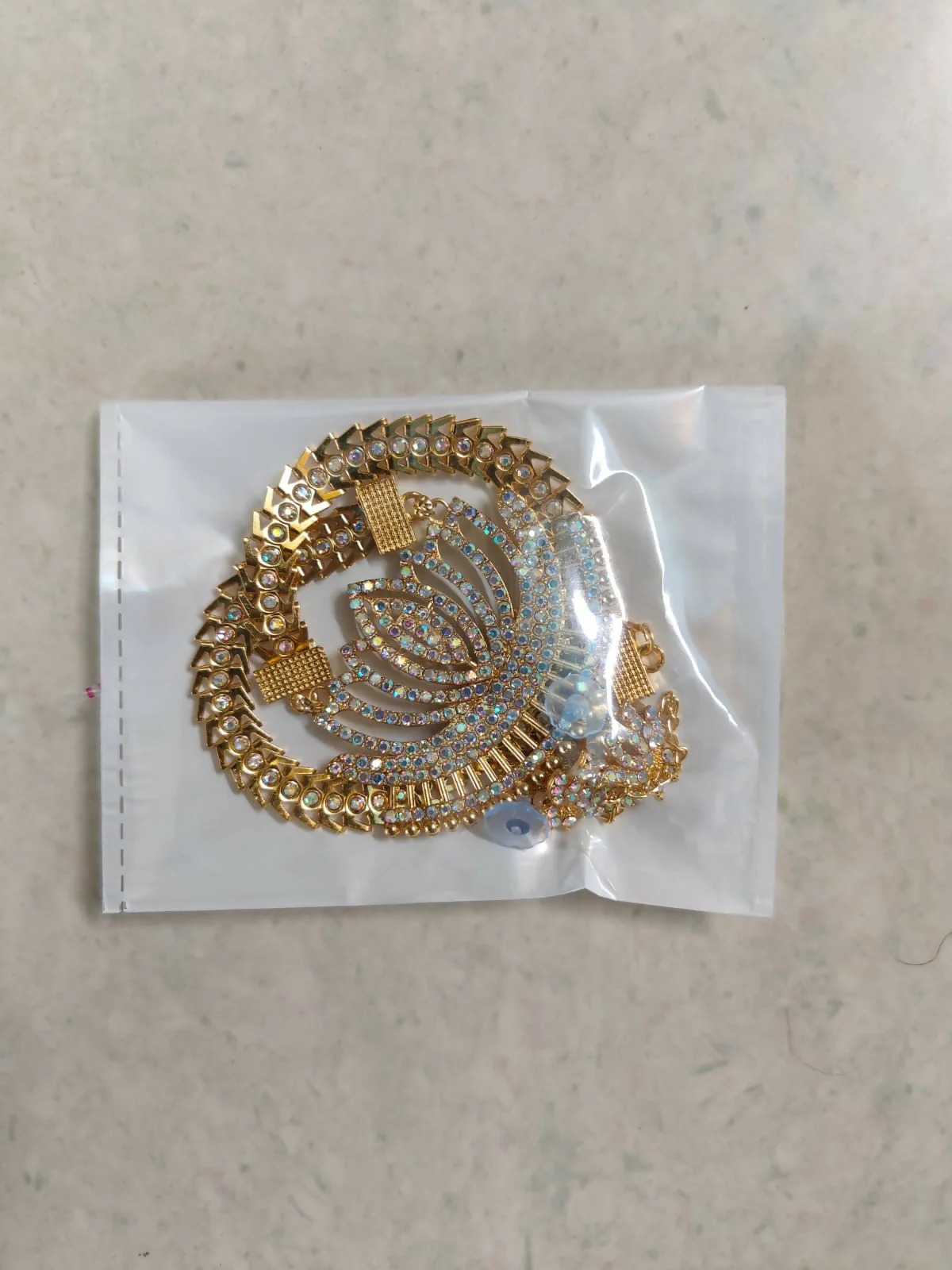 Grand Gold-Toned American Diamond Lotus Necklace Set - Image 5