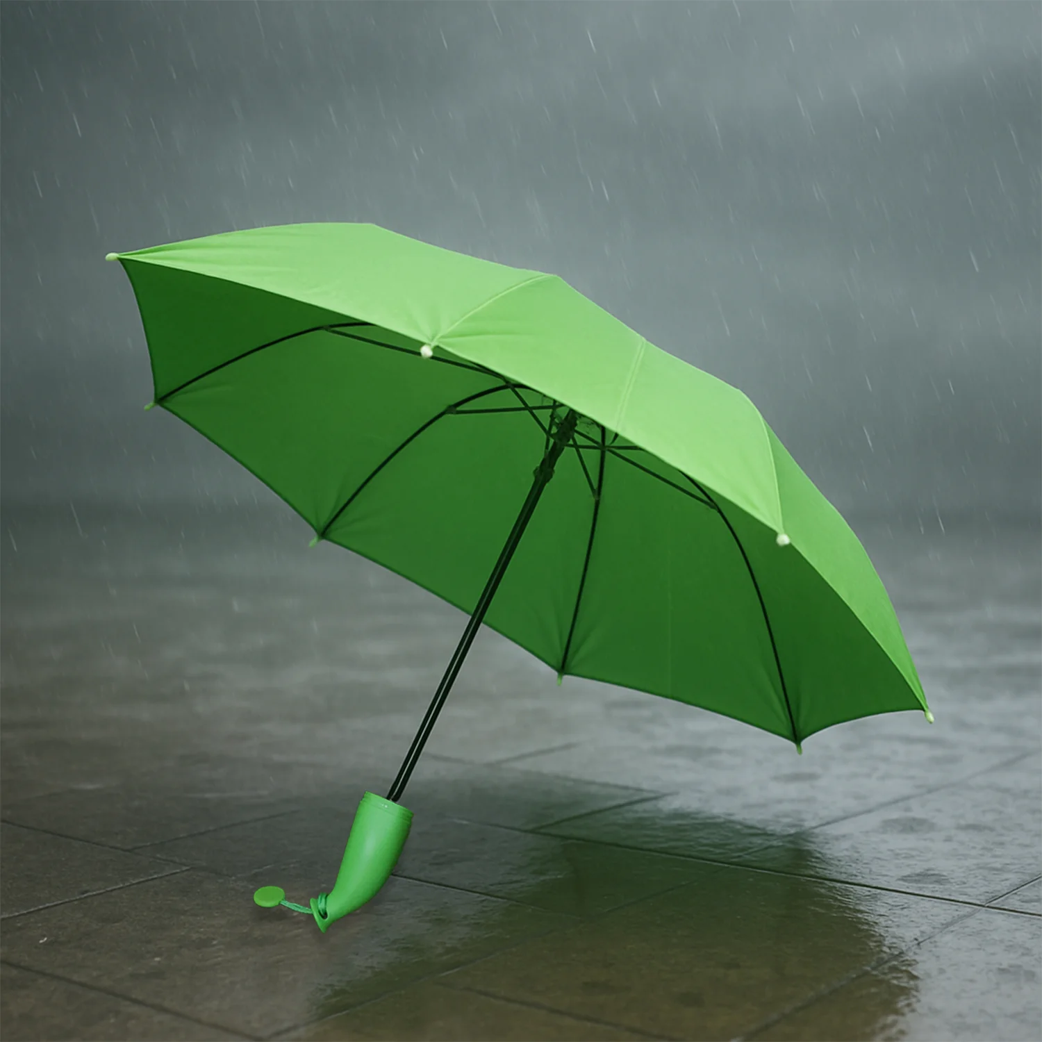 Green Stylish Banana Shaped Mini Foldable Umbrella - Image 3
