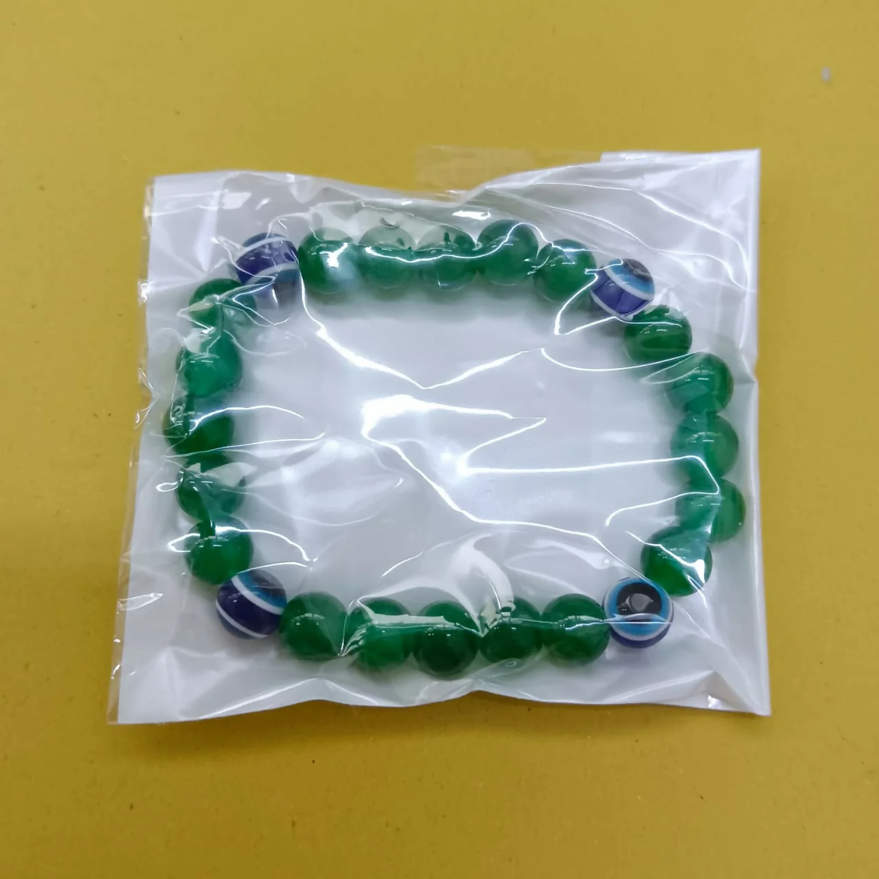 Green Evil Eye Glass Beads Bracelet - Image 7