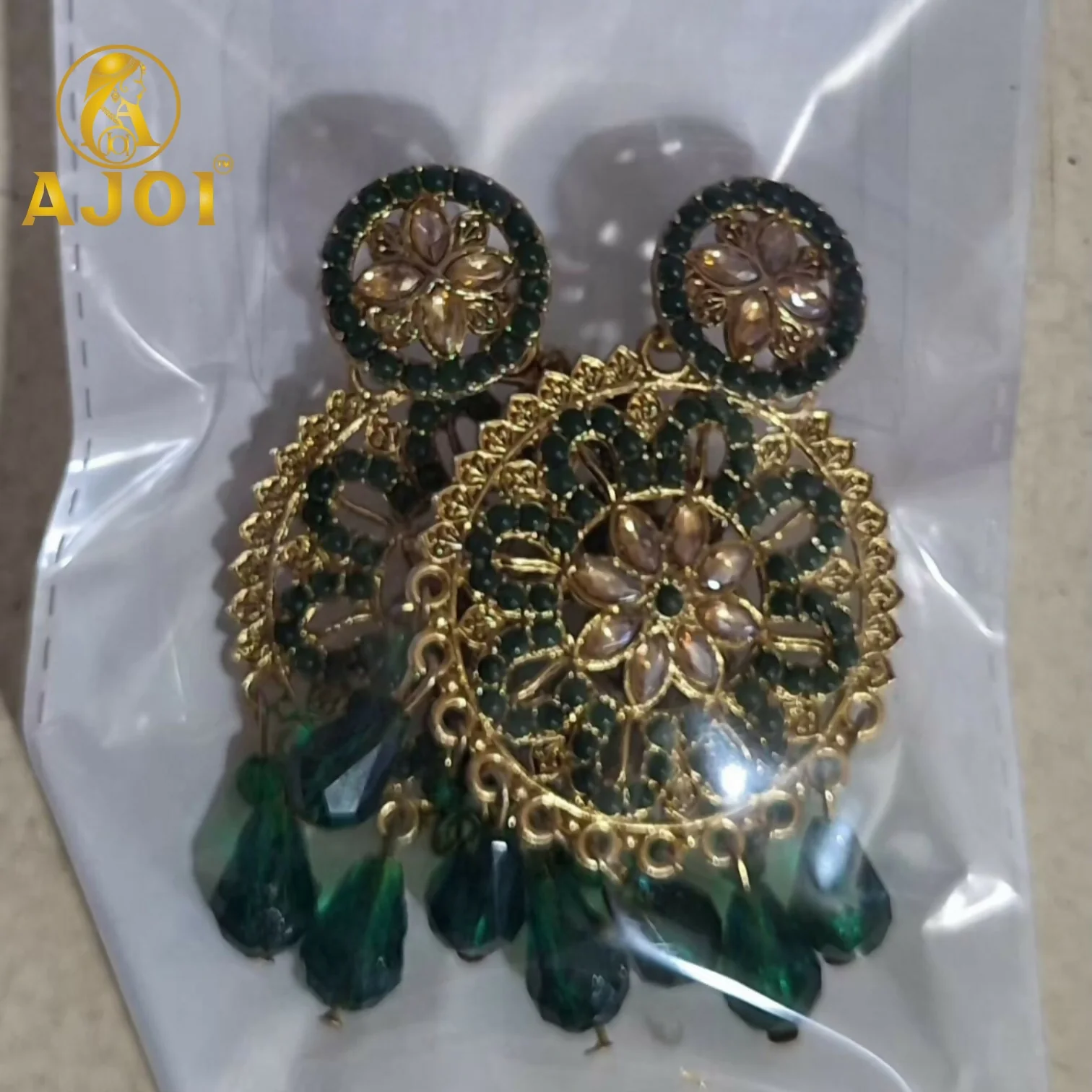 Green Floral Earrings - Image 5