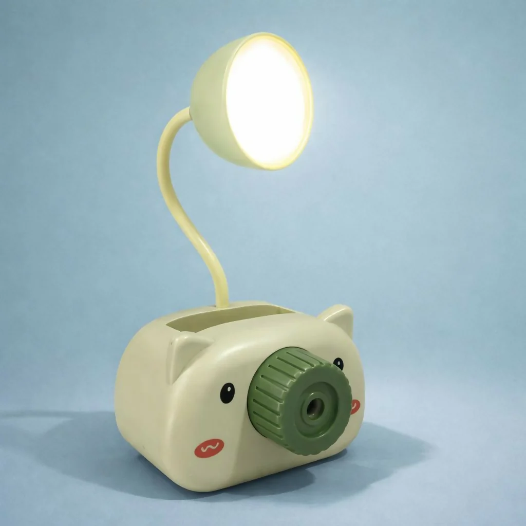 Green Kids Desk Lamp with Pencil Sharpener and Pen Holder Study Table Light - Image 3