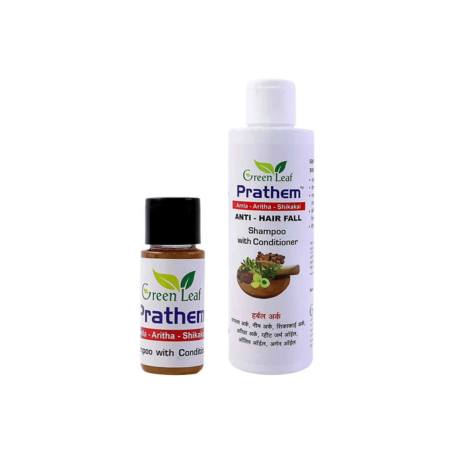 Green Leaf Prathem Anti Hair Fall Shampoo with Conditioner Amla Aritha Shikakai Herbal Care - Image 6