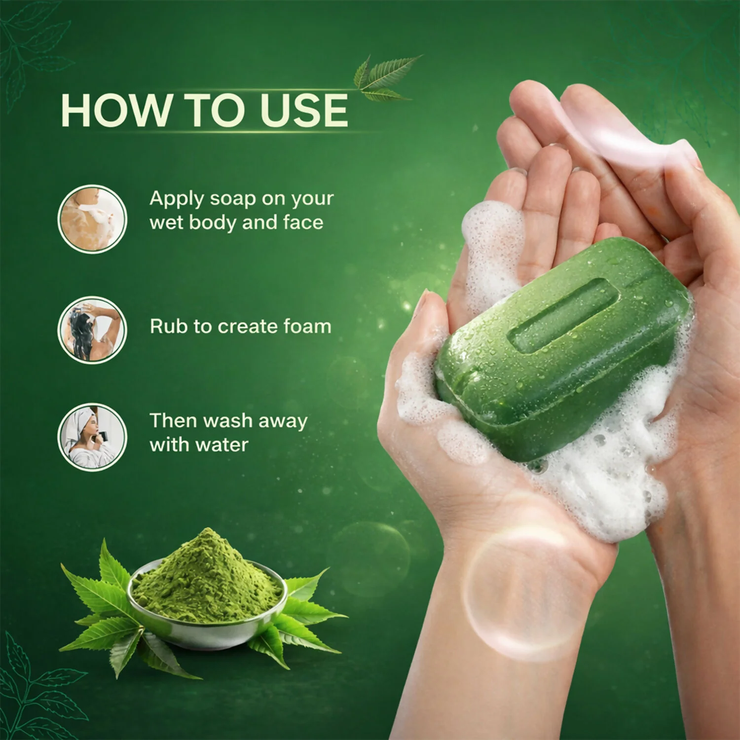 Neem Soap – Antibacterial Herbal Bathing Bar for Healthy Skin ( 75 Gm) - Image 4