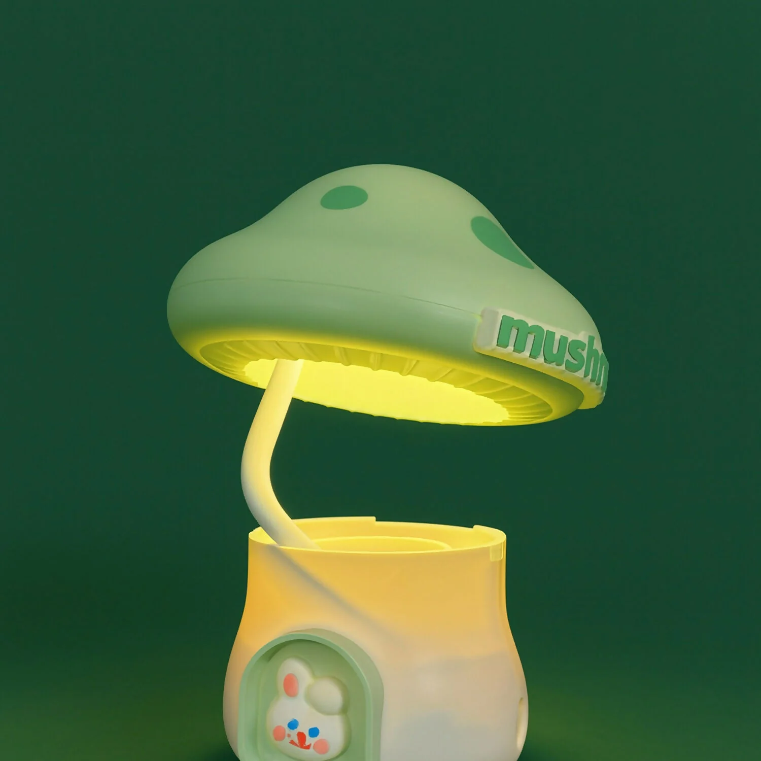 Green Mushroom Table Lamp with Pencil Sharpener & USB Charging - Image 2
