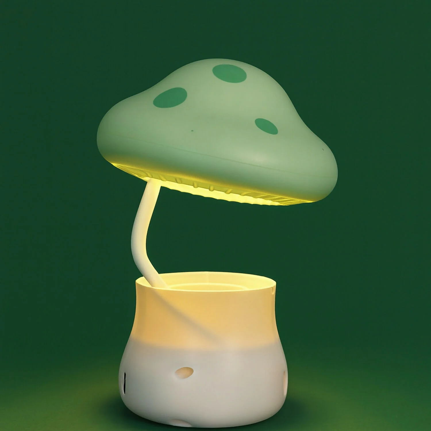Green Mushroom Table Lamp with Pencil Sharpener & USB Charging - Image 3