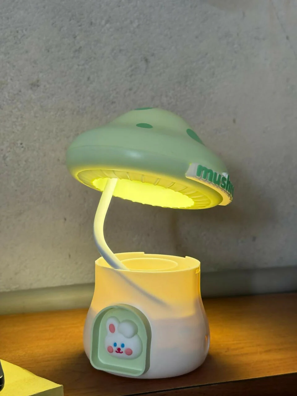 Green Mushroom Table Lamp with Pencil Sharpener & USB Charging - Image 6