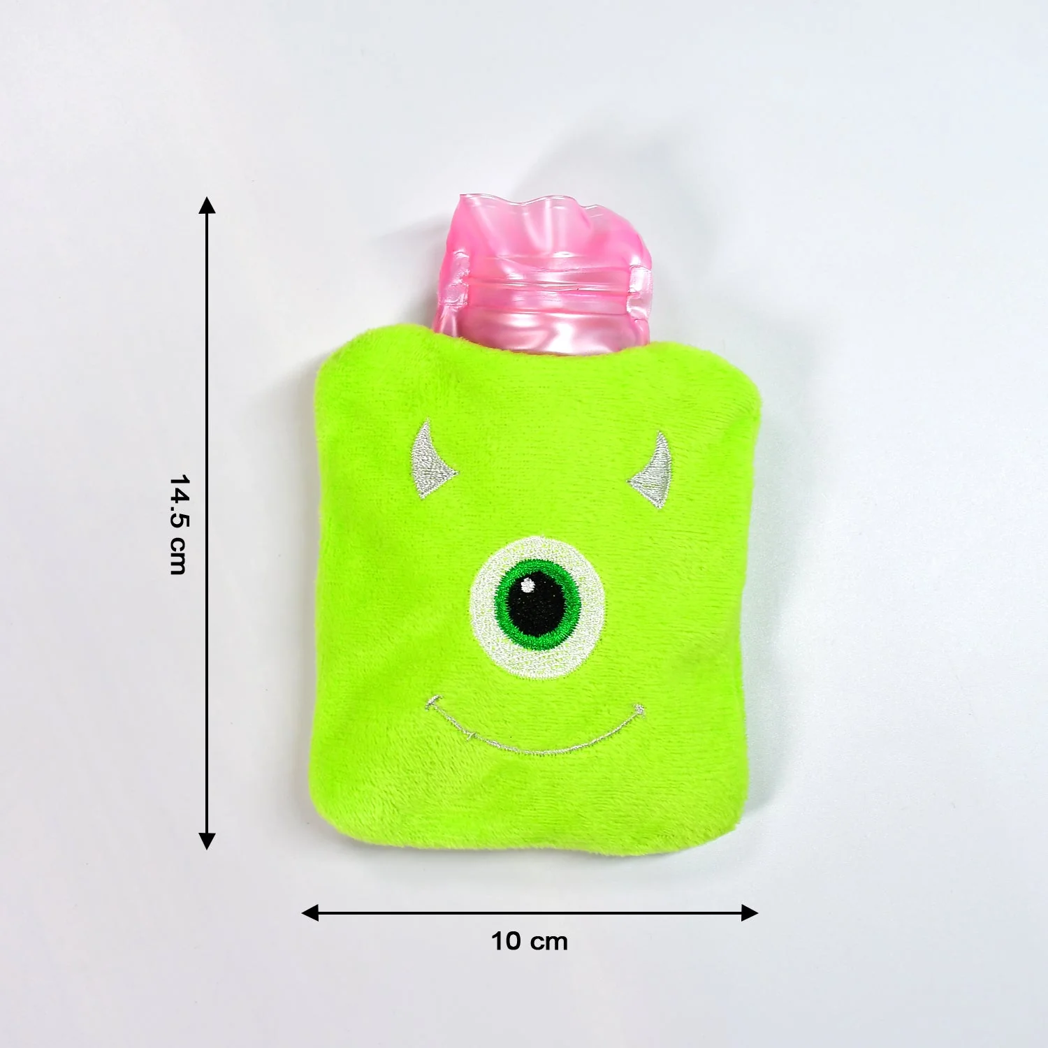 Green One-Eyed Monster Print Small Hot Water Bag with Cover for Pain Relief - Image 8