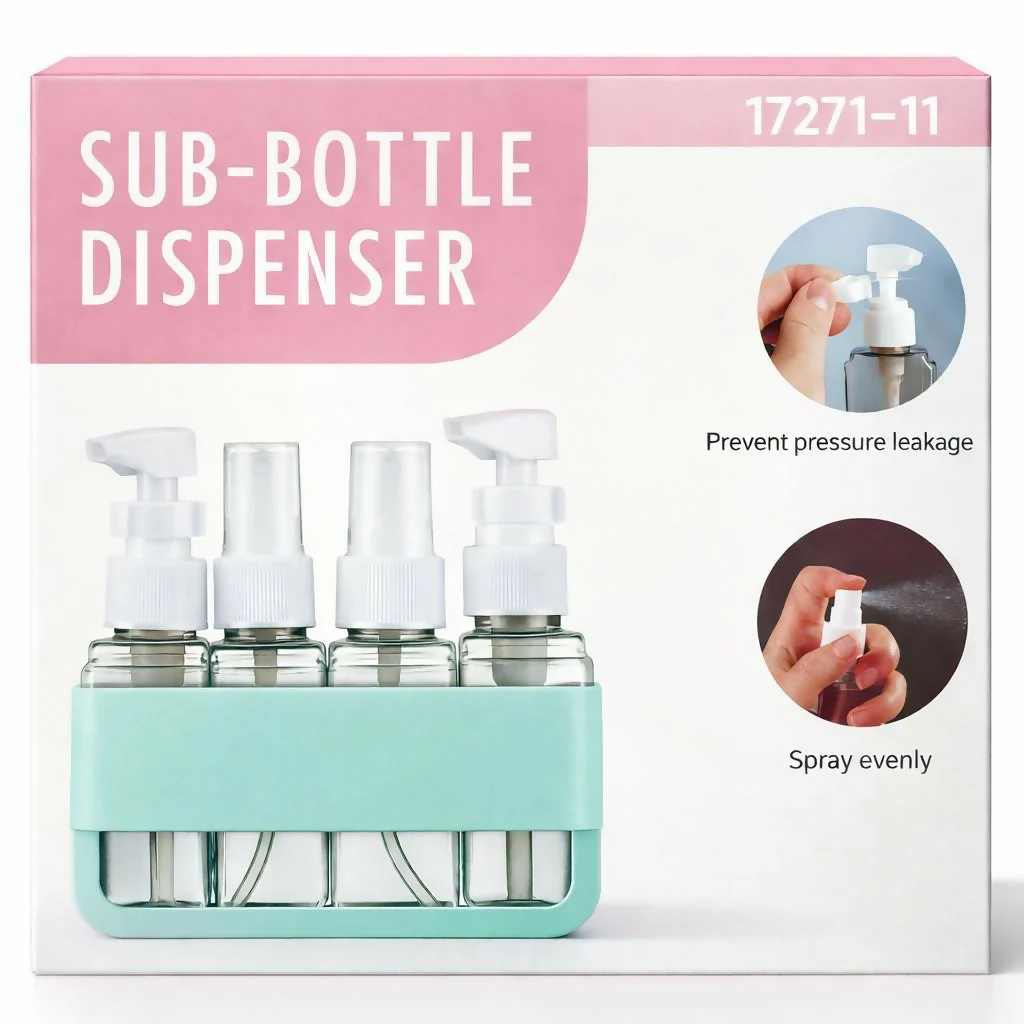 Green Travel Refillable Bottle Set with Storage Case and Dispenser Kit - Image 4