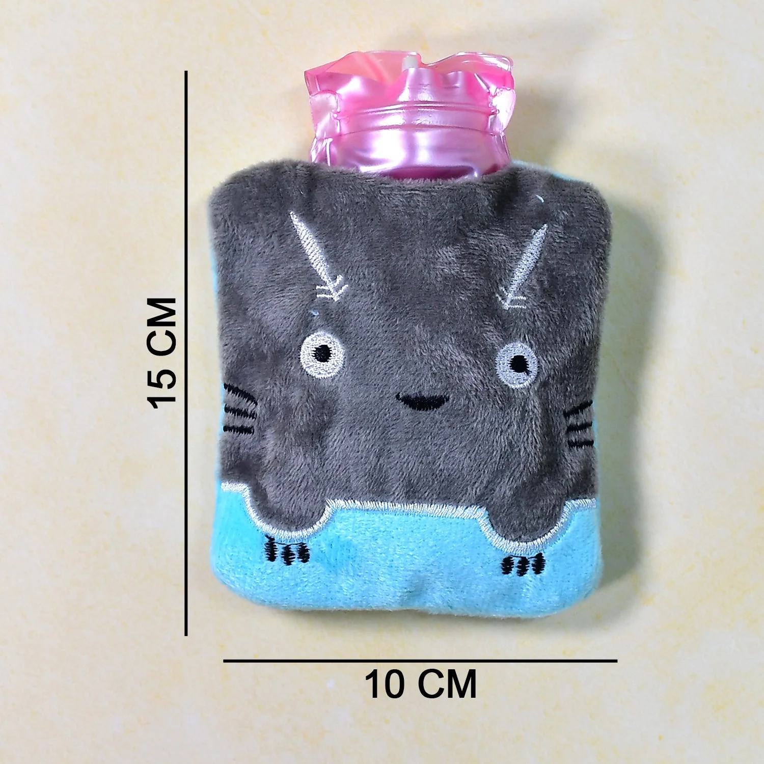Grey Cat Print Small Hot Water Bag with Cover for Pain Relief - Image 8