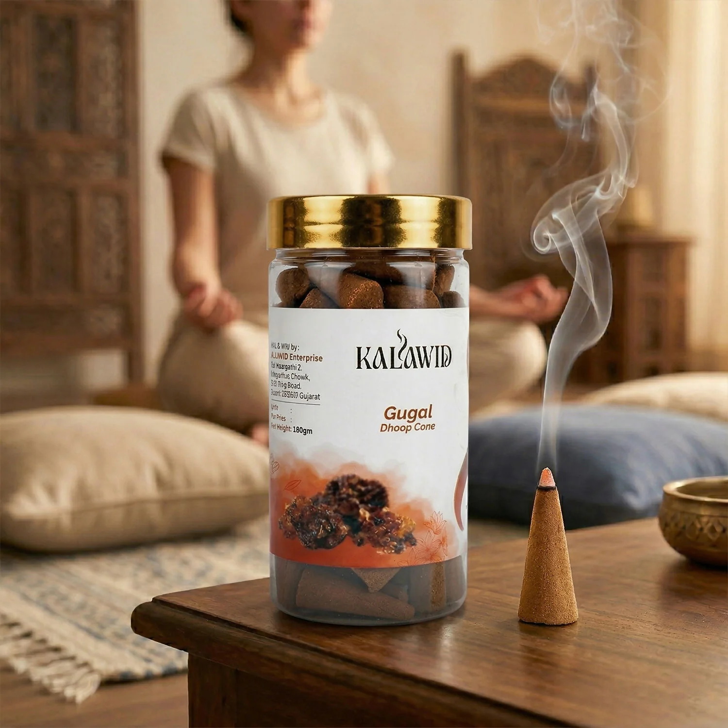 Gugal Dhoop Cone Jar for Long Lasting Fragrance & Daily Spiritual Use (100 Gm) - Image 4