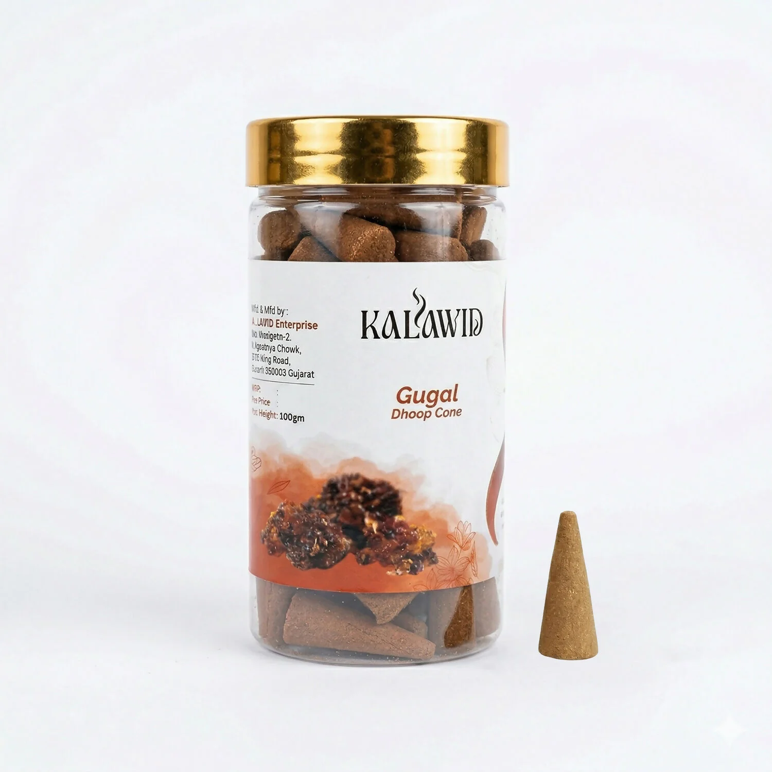 Gugal Dhoop Cone Jar for Long Lasting Fragrance & Daily Spiritual Use (100 Gm) - Image 5