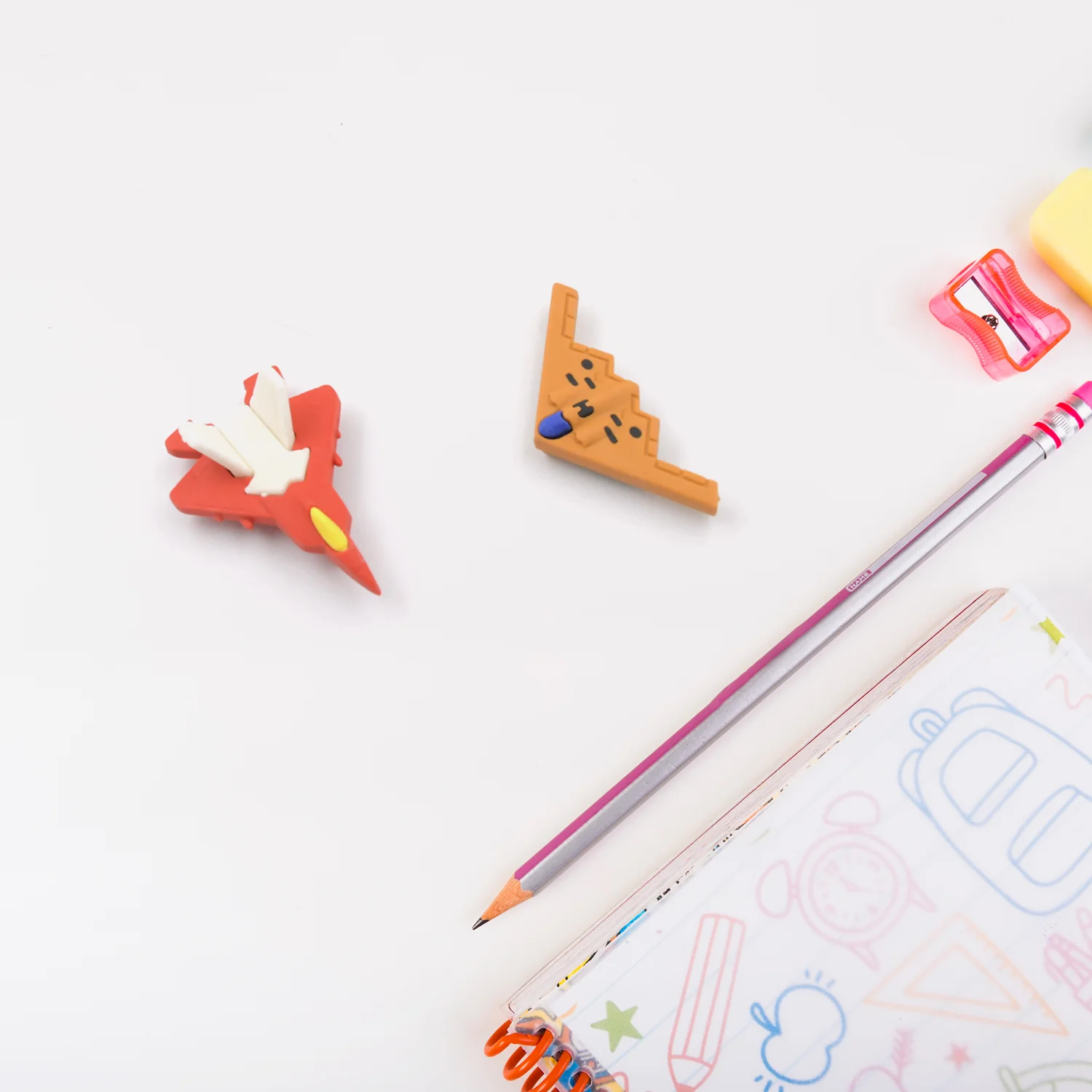 Fun Erasers for Kids: Gun & Plane Shapes (4-Pack, Gift Set) - Image 5