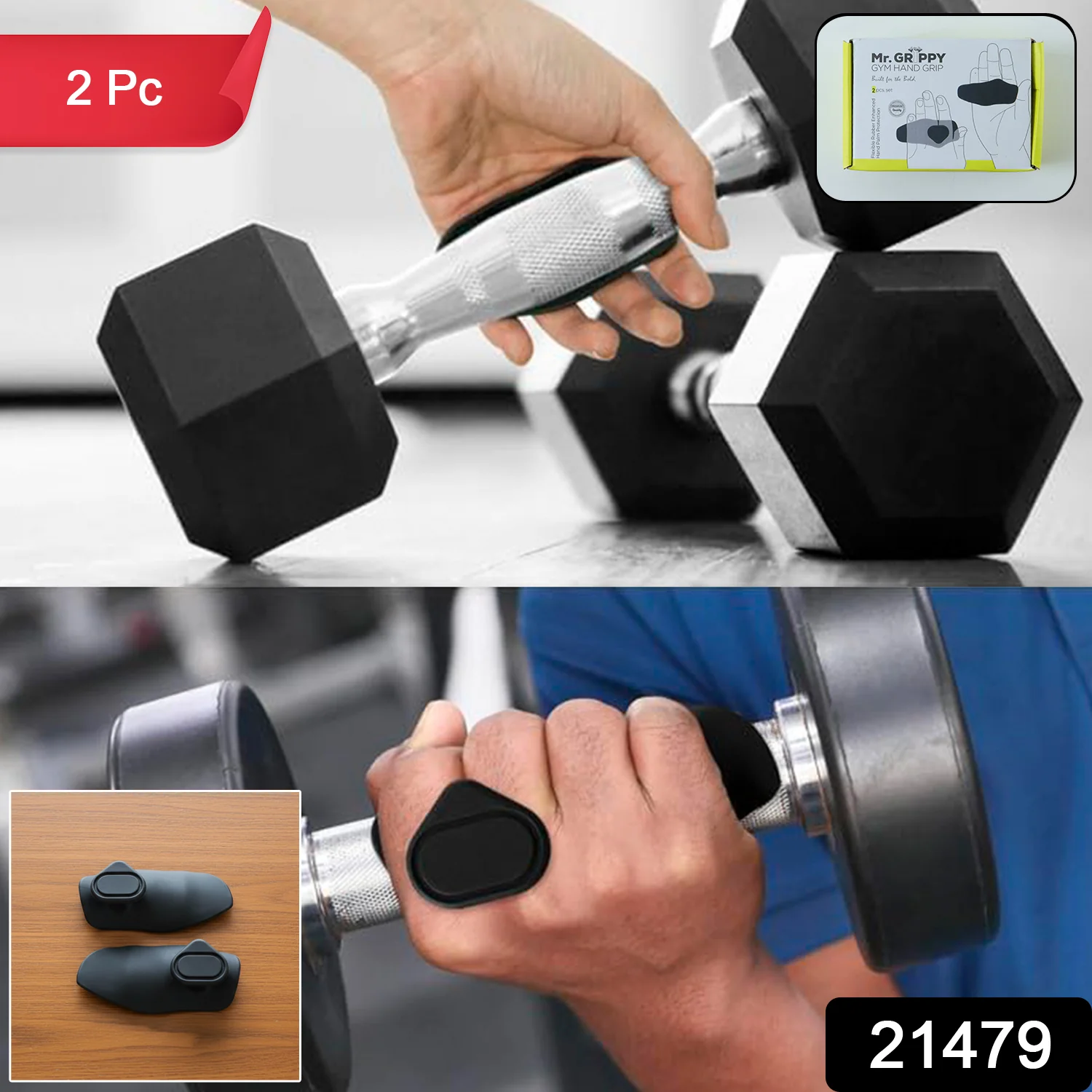 Gym Hand Grip Support Pads (2 Pc Set) - Image 2