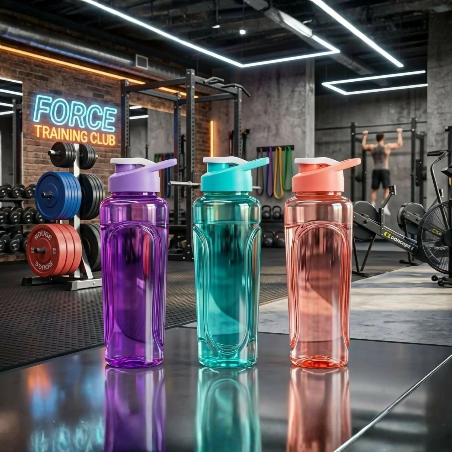 Gym Water Bottle with Flip Lid Multi Color Leakproof Sports Bottle (1 Litre) - Image 2