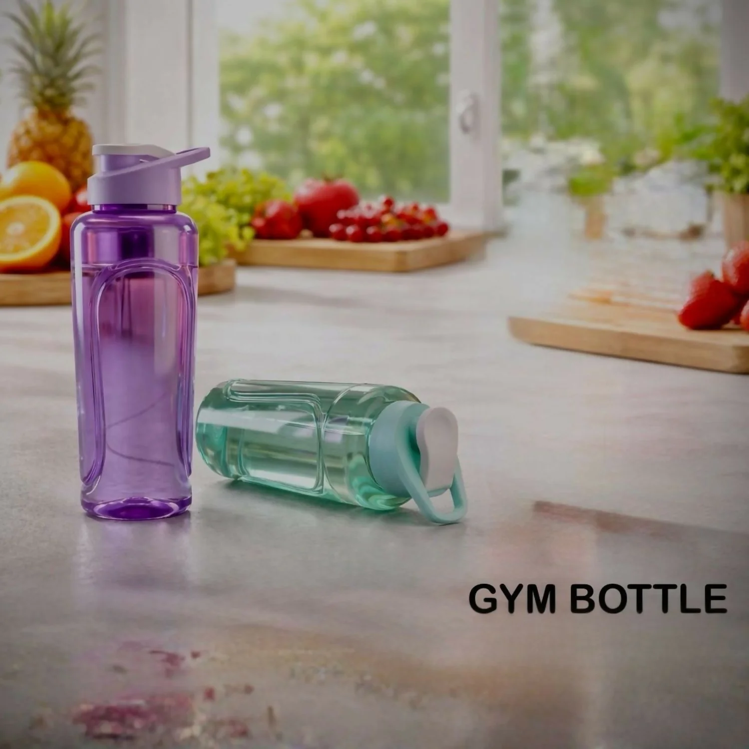 Gym Water Bottle with Flip Lid Multi Color Leakproof Sports Bottle (1 Litre) - Image 4