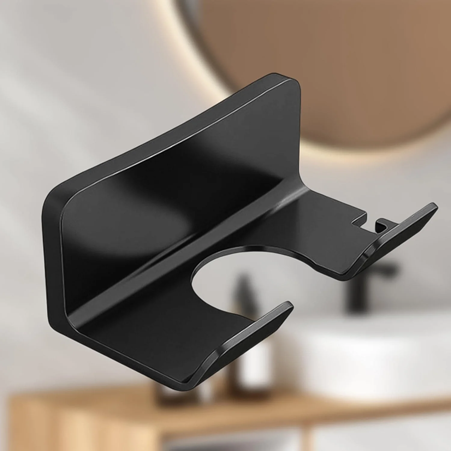 Hair Dryer Holder Wall Mounted Space Plastic Drill Blow Dryer Organizer Rack - Image 7