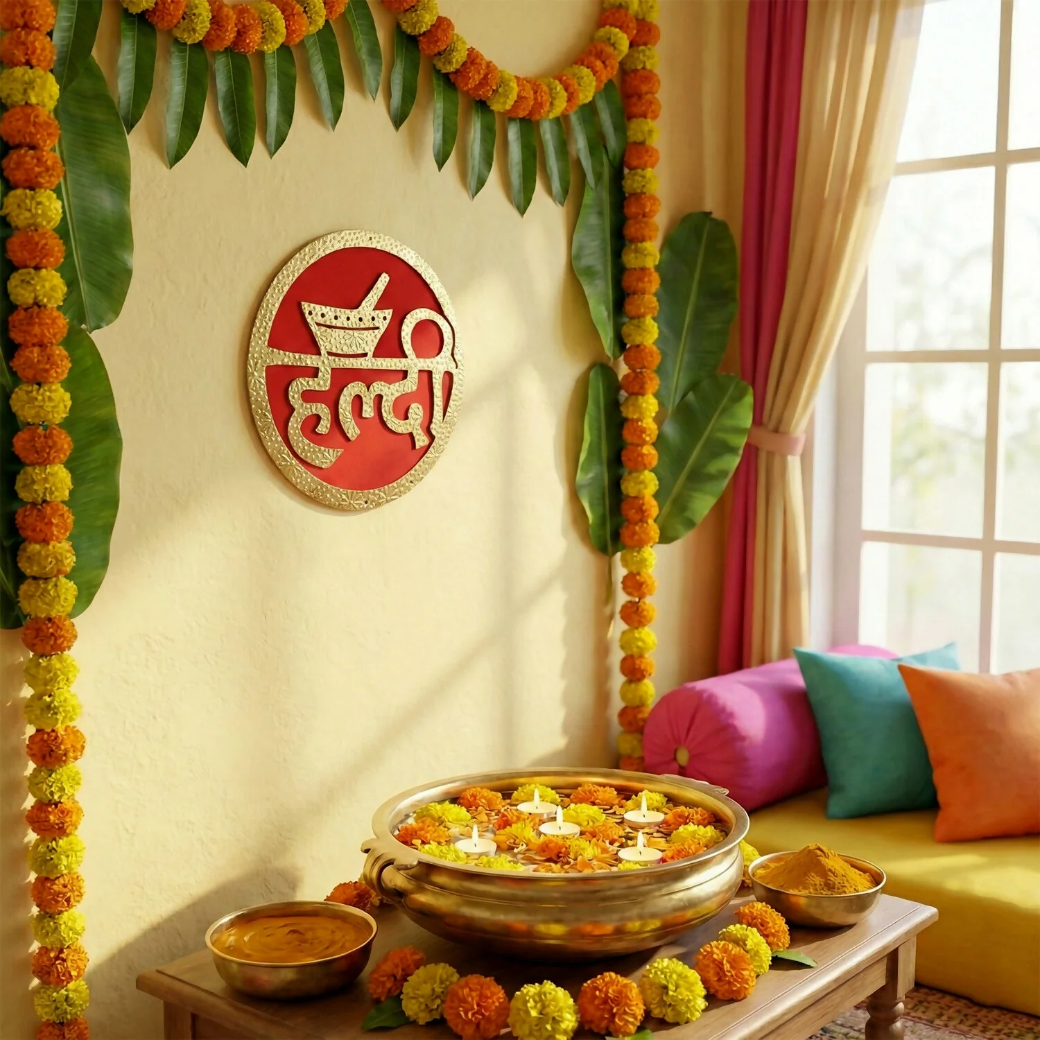 Haldi Ceremony Wall Hanging  Bright Festive Decor for Wedding Functions - Image 2