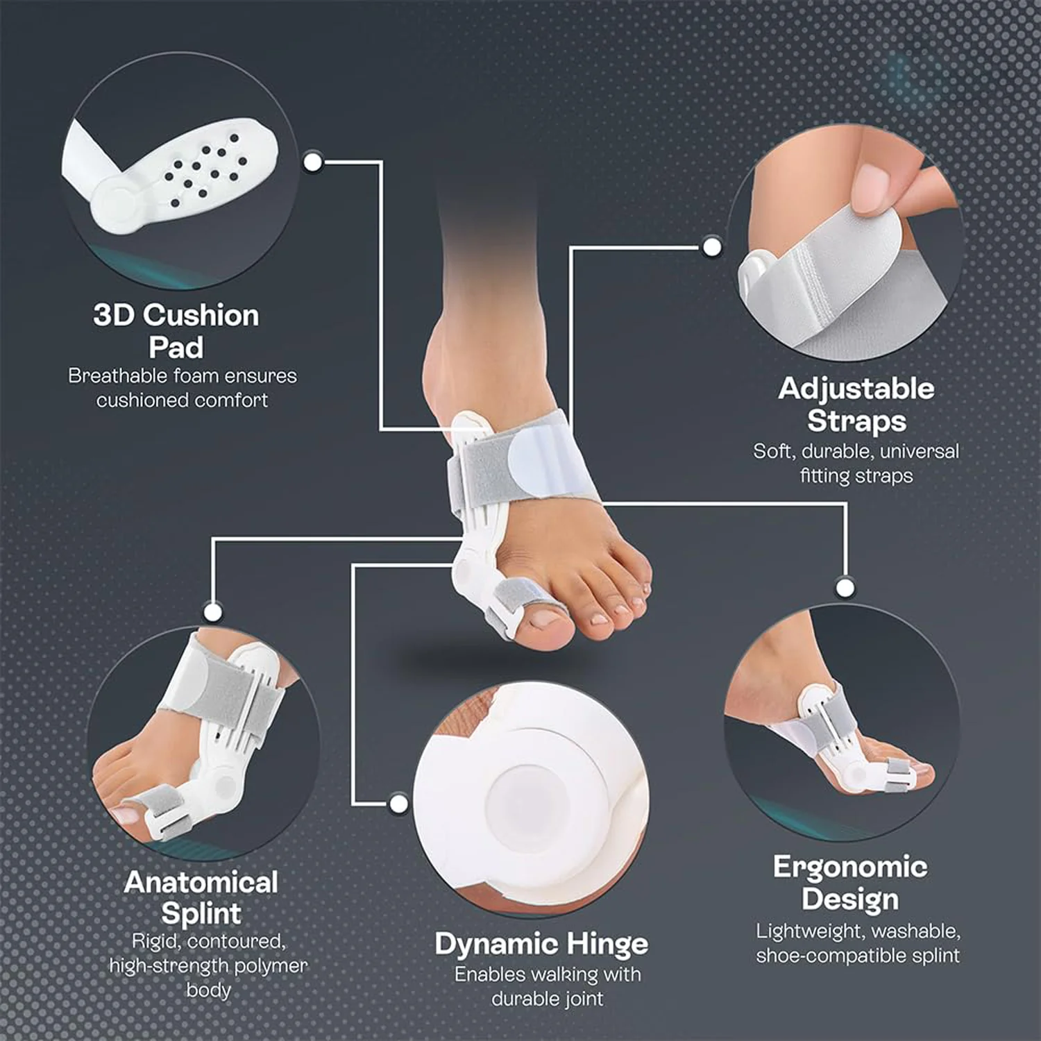 Hallux Valgus Corrector – Adjustable Foot and Toe Alignment Brace for Men & Women - Image 4