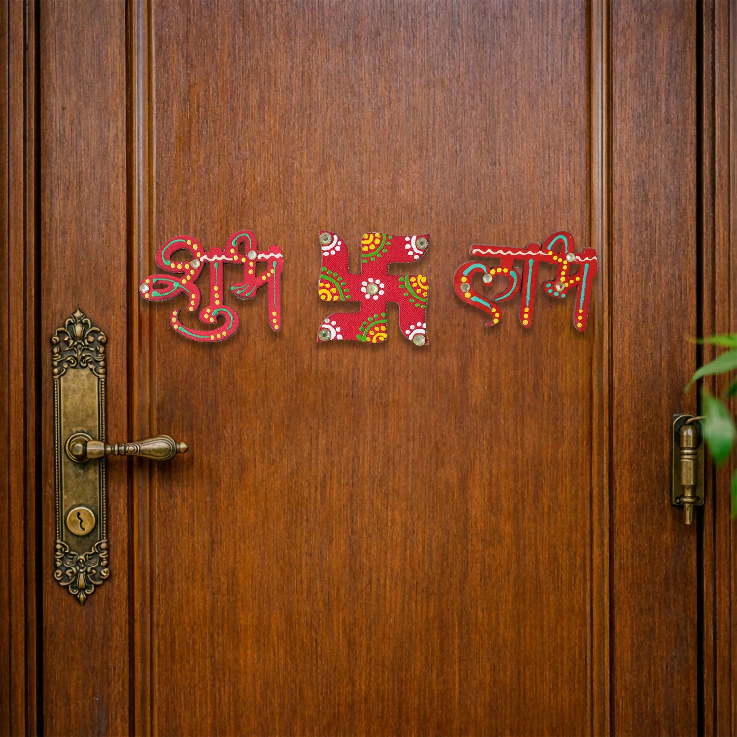 Hand Crafted Labh Shubh & Swastik Set of 3 - Image 2