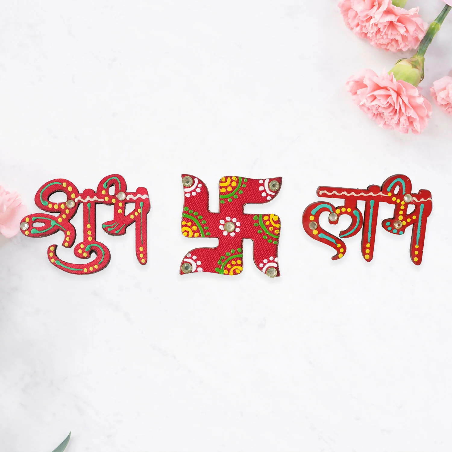 Hand Crafted Labh Shubh & Swastik Set of 3 - Image 4
