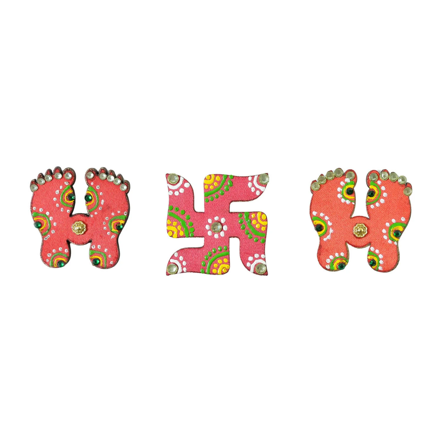 Hand Crafted Laxmi Charan & Swastik Set of 3 - Image 4