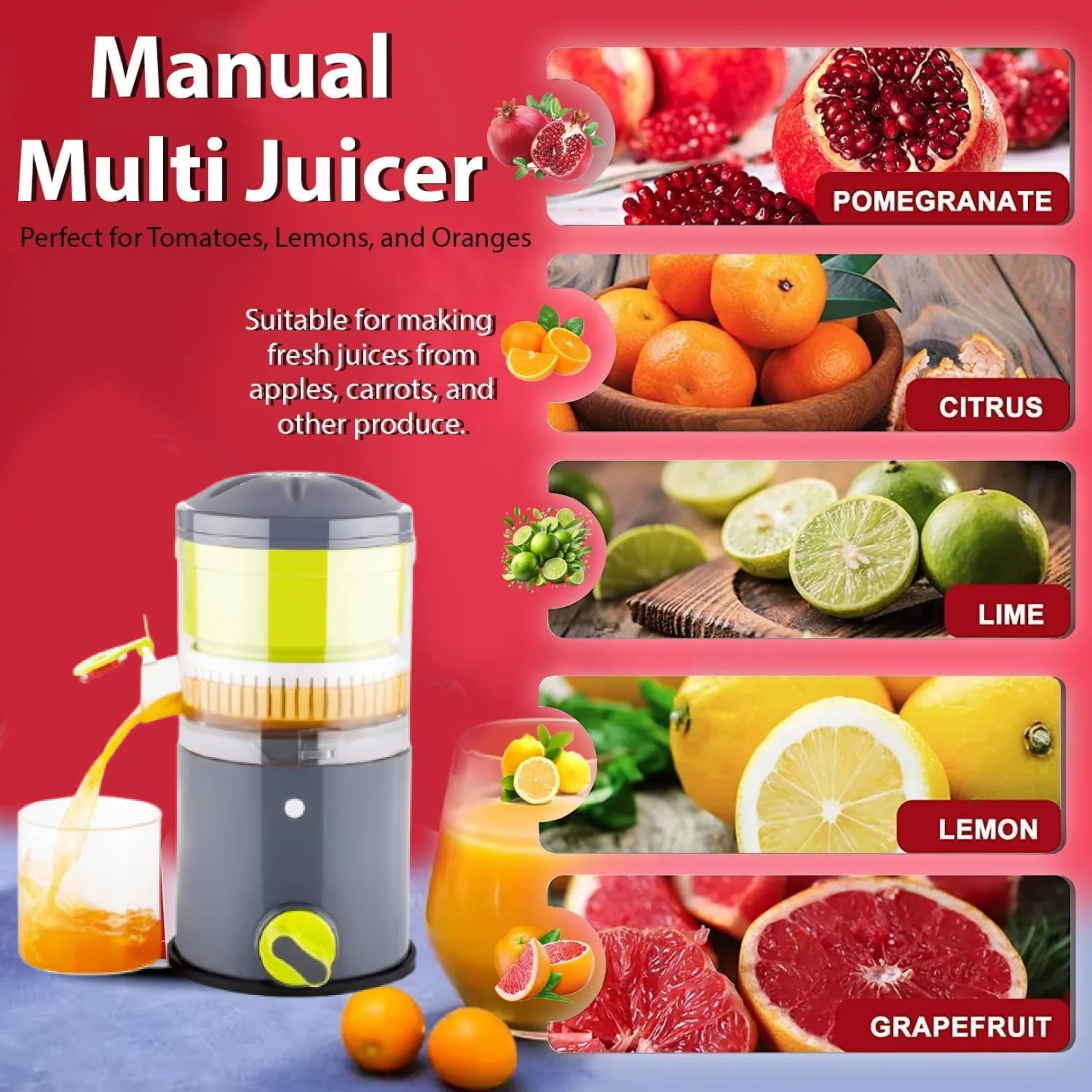 Ritu Hand Operated Compact Manual Juicer (Multicolor / 1 Pc) - Image 4