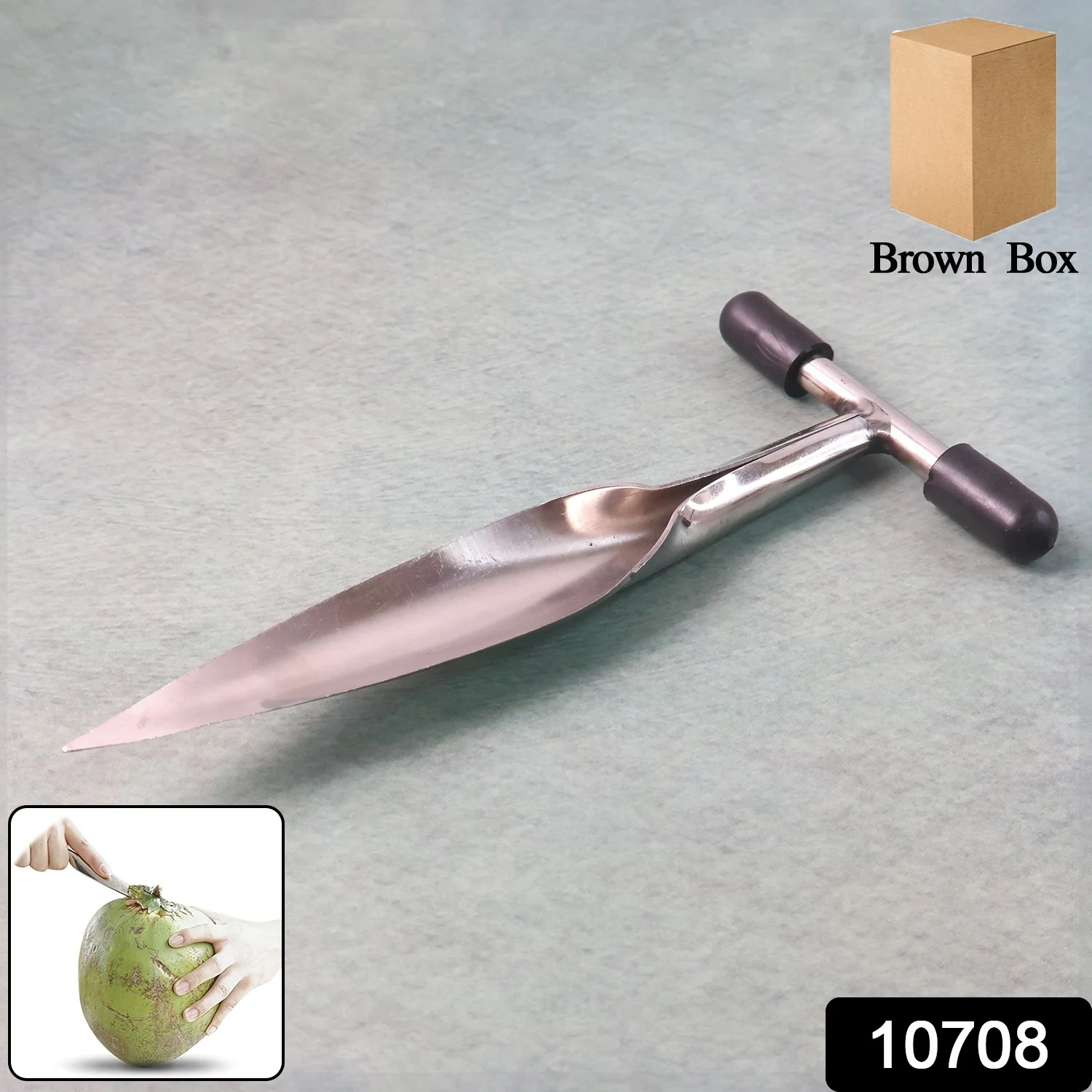 Stainless Steel Coconut Breaker Tool with Comfortable T-Handle (1 Pc) - Image 2