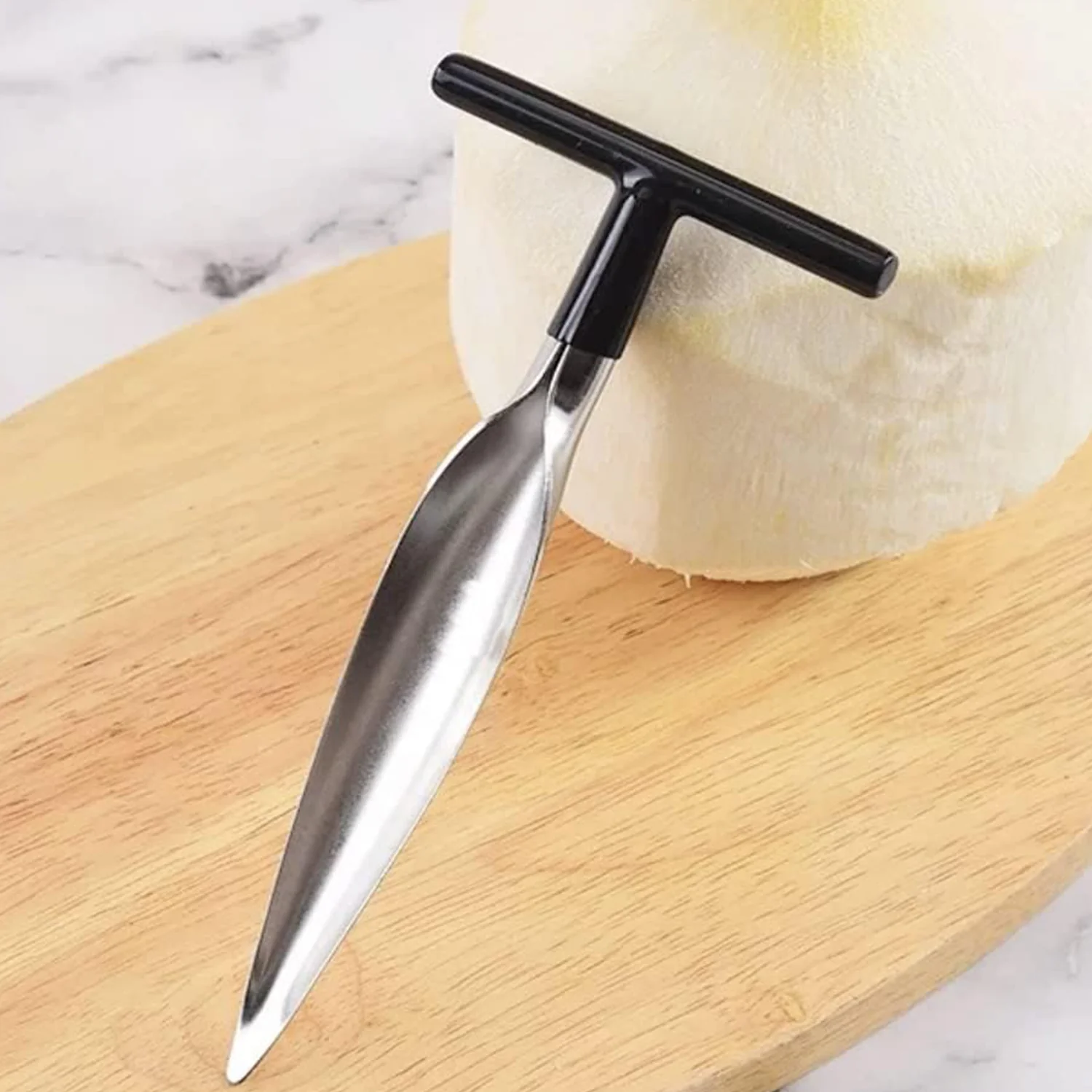 Stainless Steel Coconut Breaker Tool with Comfortable T-Handle (1 Pc) - Image 7