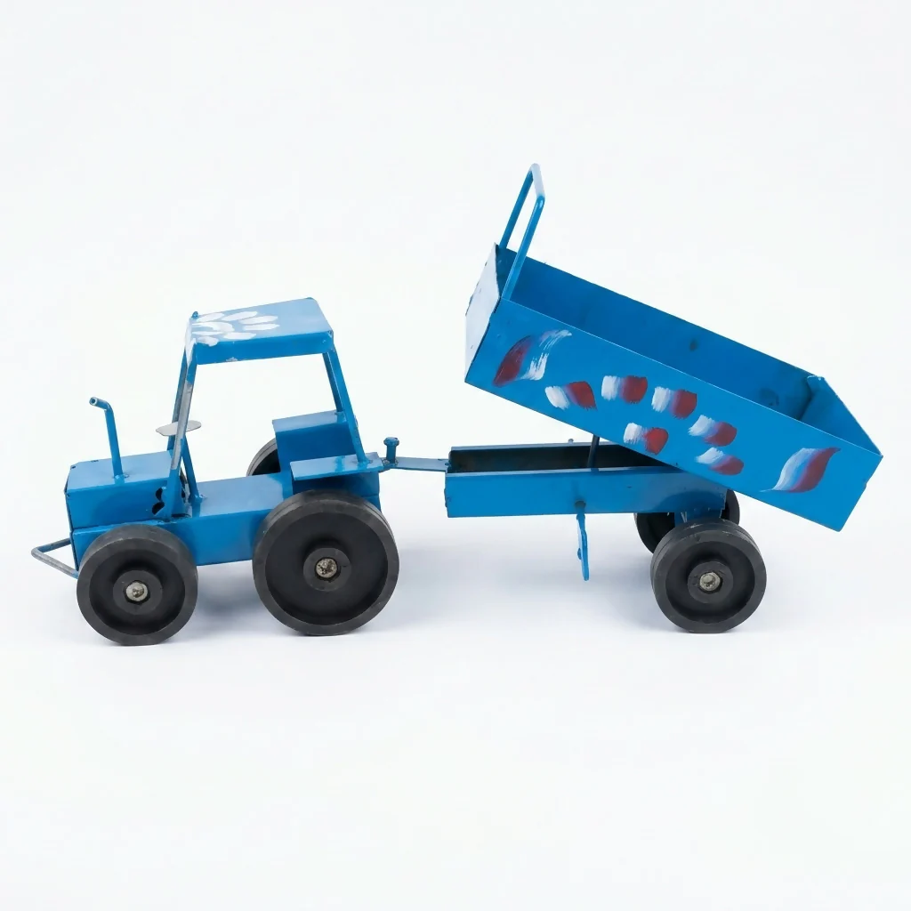 Handcrafted Blue Metal Tractor Toy Big - Image 6