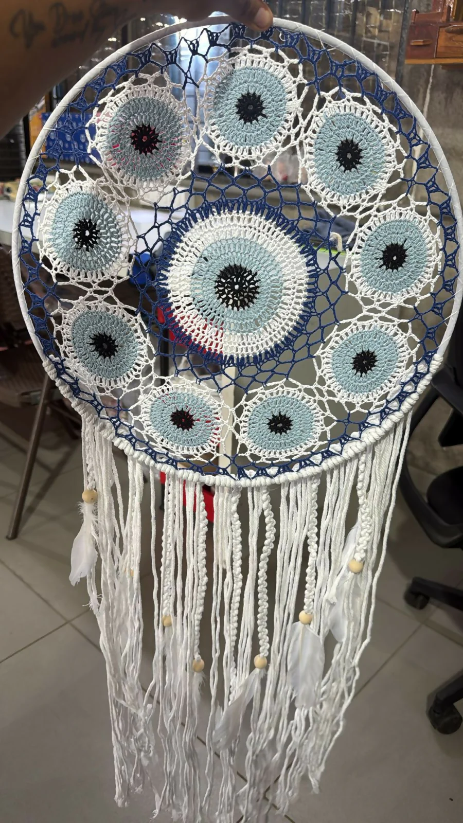 Handcrafted Dream Catcher Wall Hanging with Feathers Boho Decor - Image 4
