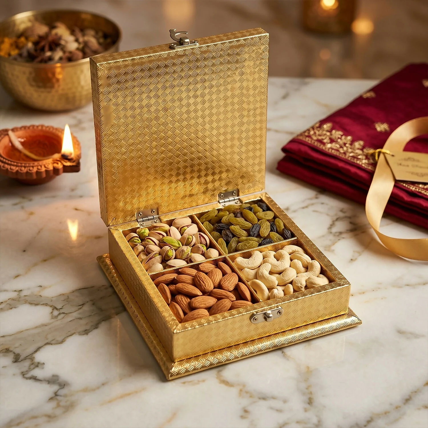 Handcrafted Elegant Peacock Design Decorative Box with Golden Accents - Image 2