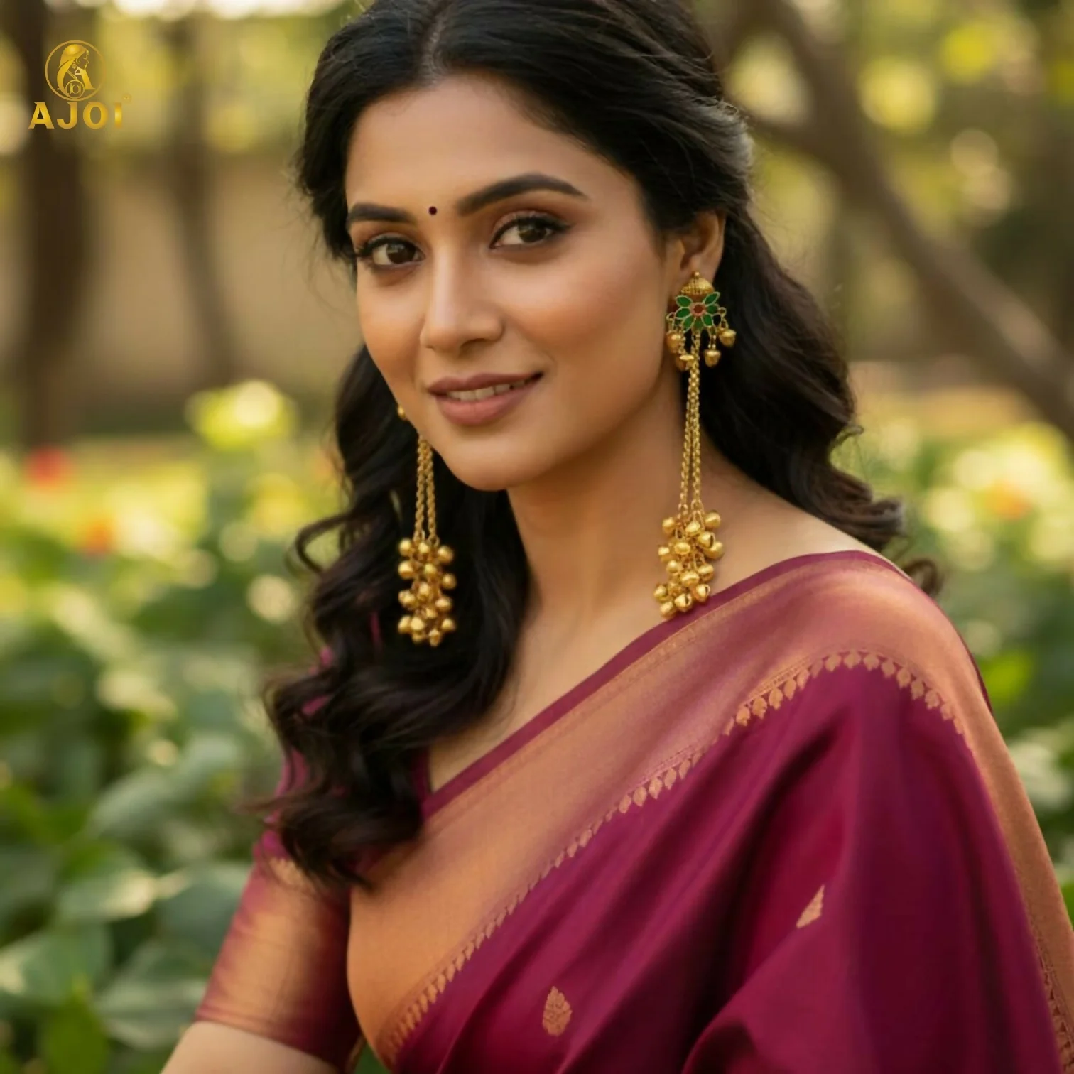 Handcrafted Floral Stud Long Drop Ghungroo Jhumki Earrings - Image 4