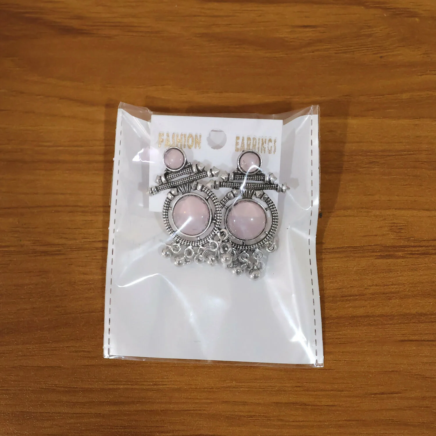 Handcrafted German Silver Pink Stone Earrings | Antique Boho Style Dangle Earrings - Image 6
