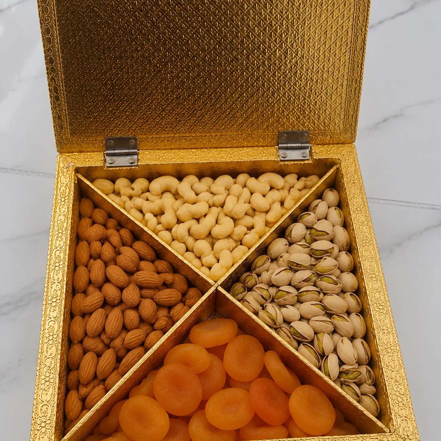 Handcrafted Golden Embossed Floral Mandala Design Metal Jewelry Box - Image 3