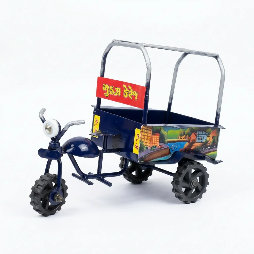 Handcrafted Metal Indian Cargo Tricycle - Image 5