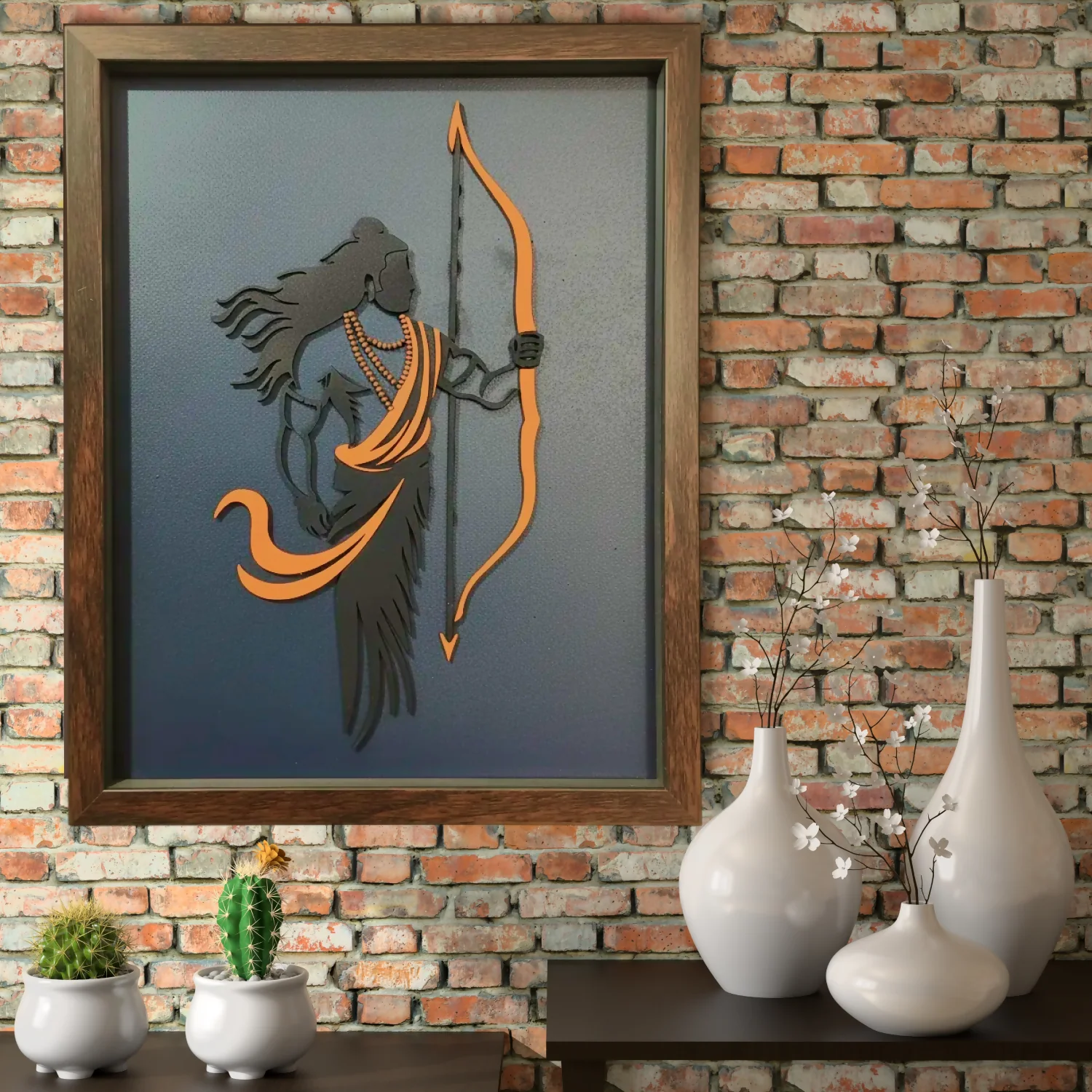 Handcrafted Multi-Layer Wooden Lord Ram Wall Art – 3D Laser Cut Shri Ram Divine Frame - Image 3