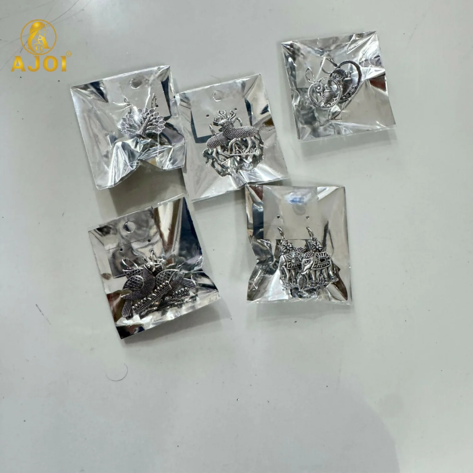 Handcrafted Oxidized Silver Earrings Combo – 5 Traditional Motif Pairs - Image 5