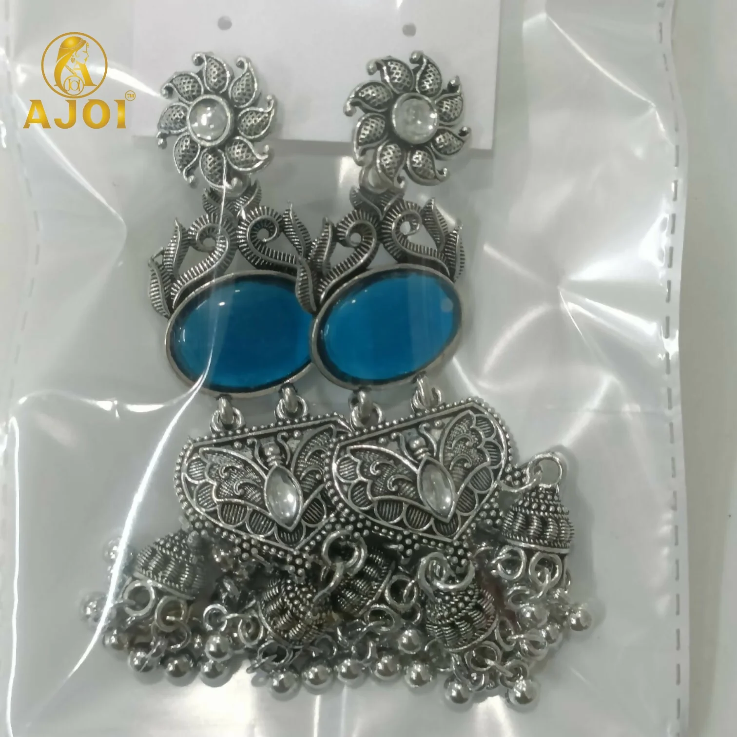 Oxidized Earrings with Intricate Filigree Work and Multi-Drop - Image 7