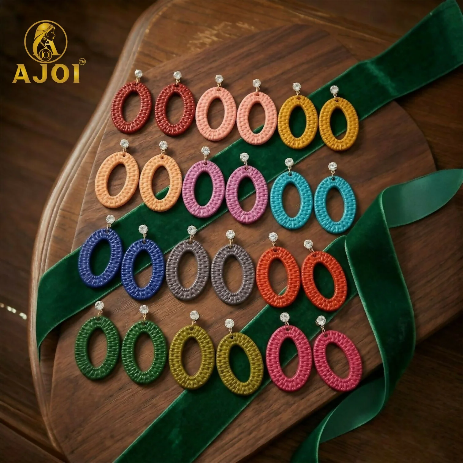 Handcrafted Textured Oval Drop Earrings – Lightweight Statement Earrings in 12 Beautiful Colors – Chic & Stylish Handmade Accessories (PACK OF 12) - Image 4