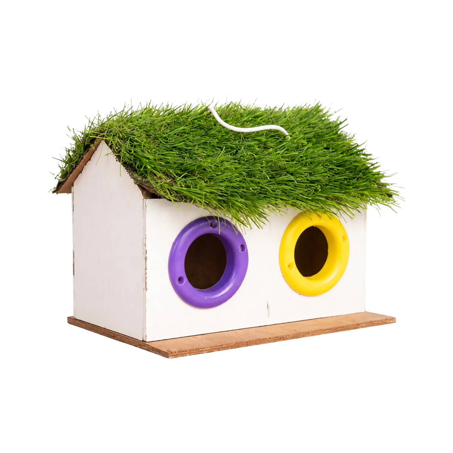 Handcrafted Wooden Bird House Hanging Nest Box with Decorative Roof for Outdoor Garden Use - Image 5