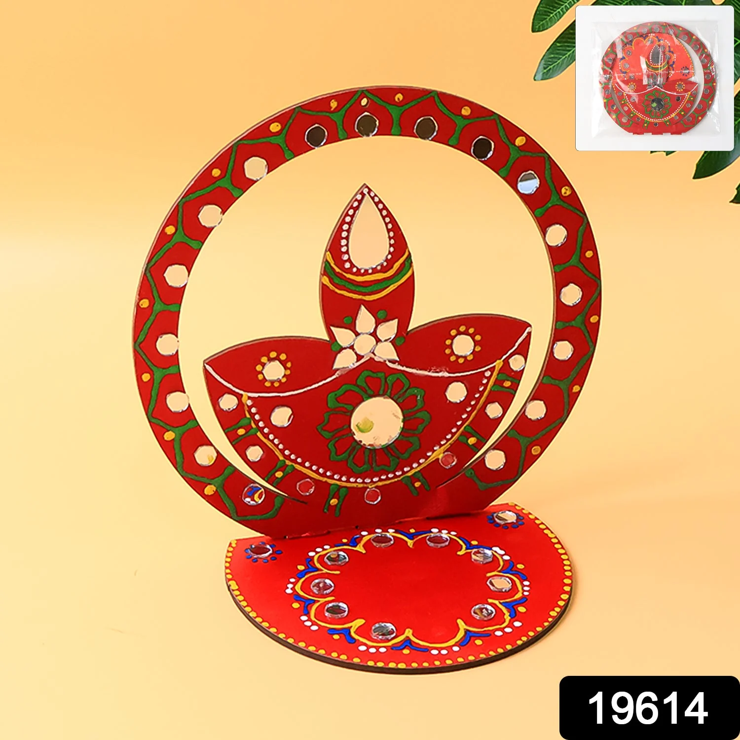 Handcrafted Wooden Decorative Diya Stand (1 Pc) - Image 2