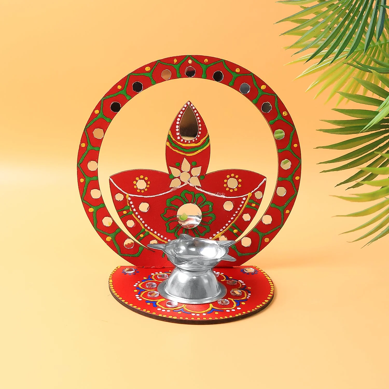 Handcrafted Wooden Decorative Diya Stand (1 Pc) - Image 3