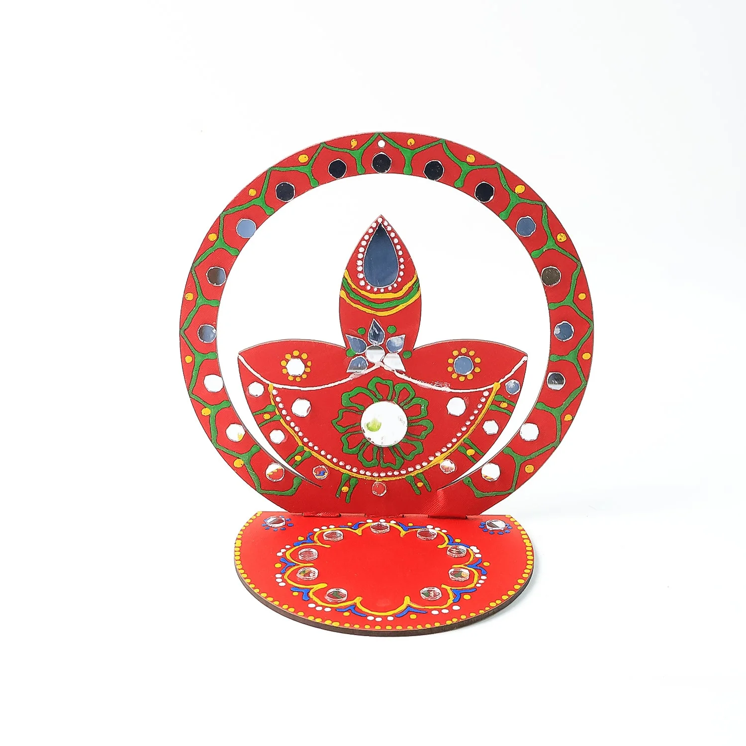 Handcrafted Wooden Decorative Diya Stand (1 Pc) - Image 5
