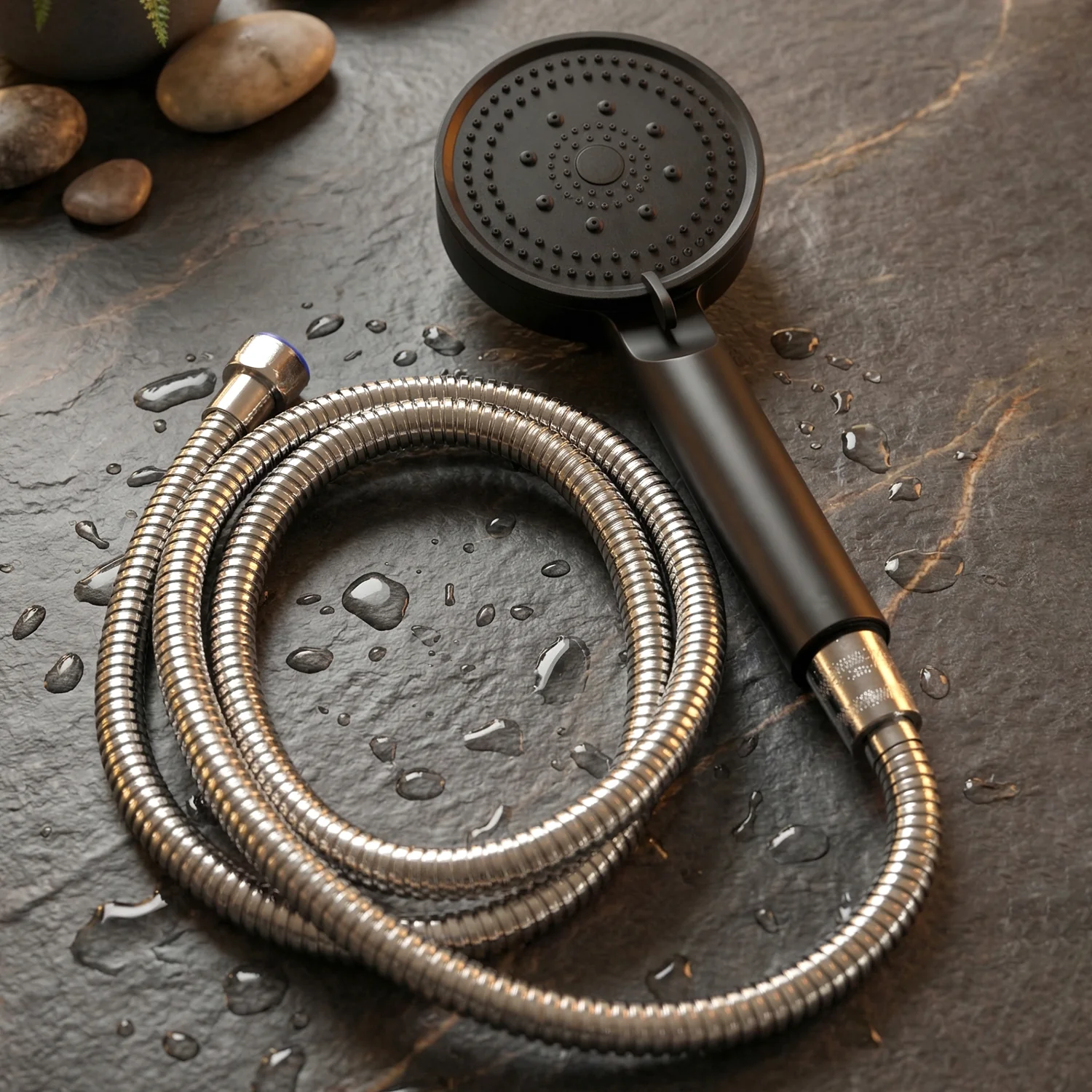 Handheld Bathroom Shower Head with Flexible Stainless Steel Hose 143 Cm Long - Image 3