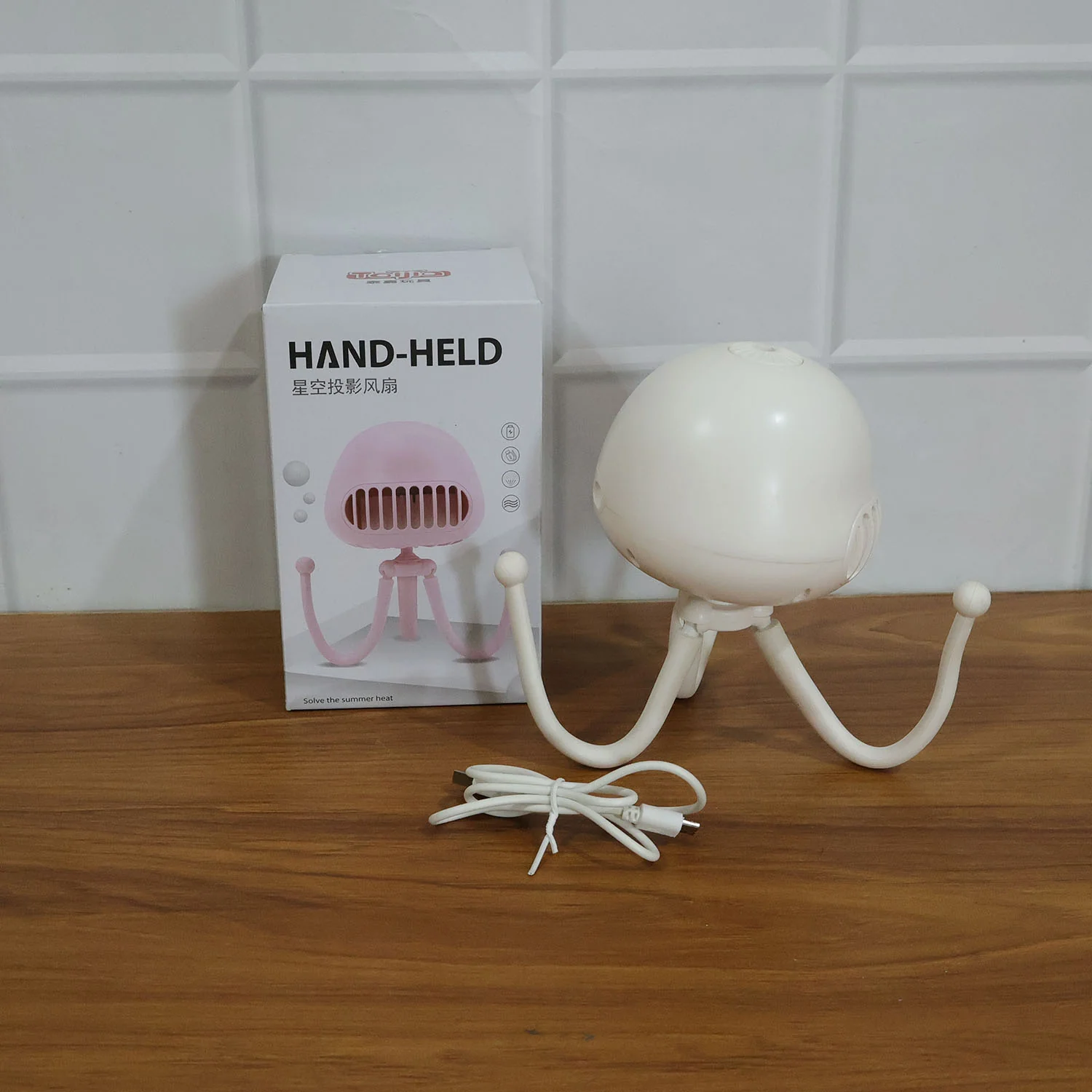 Handheld Mini Fan with LED Star Projector Flexible Tripod Stand (1 Pc) - Image 10