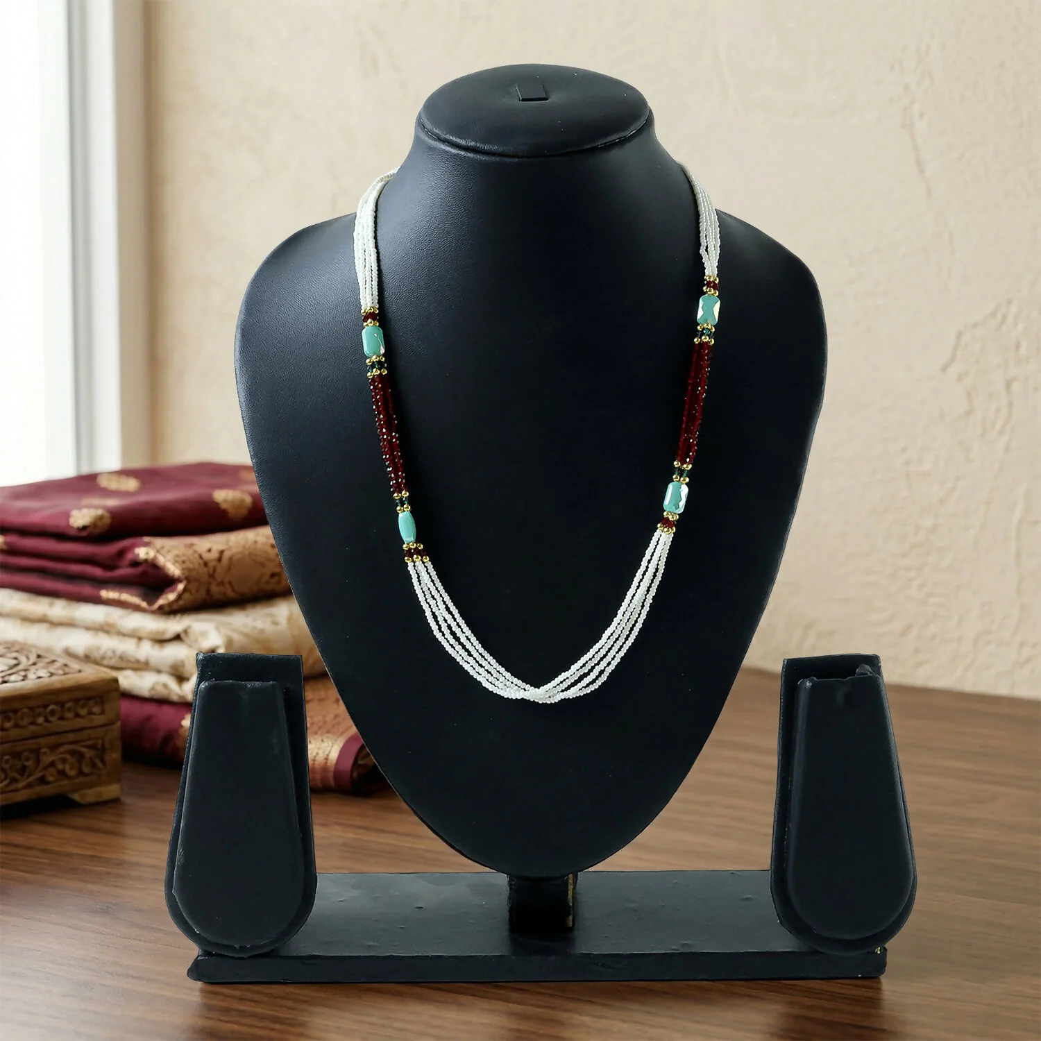 Handmade Beaded Pearl Necklace Elegant Traditional Ethnic Mala for Women - Image 3