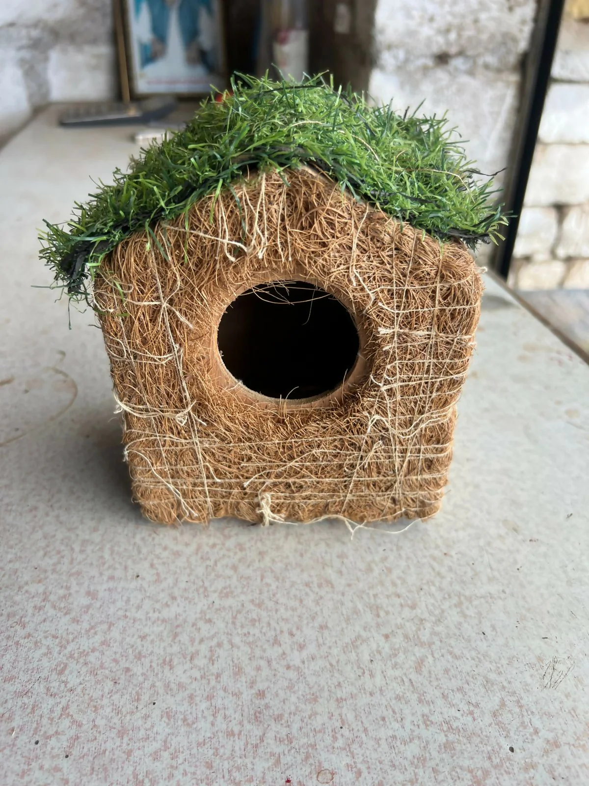 Handmade Coir Bird House with Grass Roof for Outdoor & Garden - Image 6